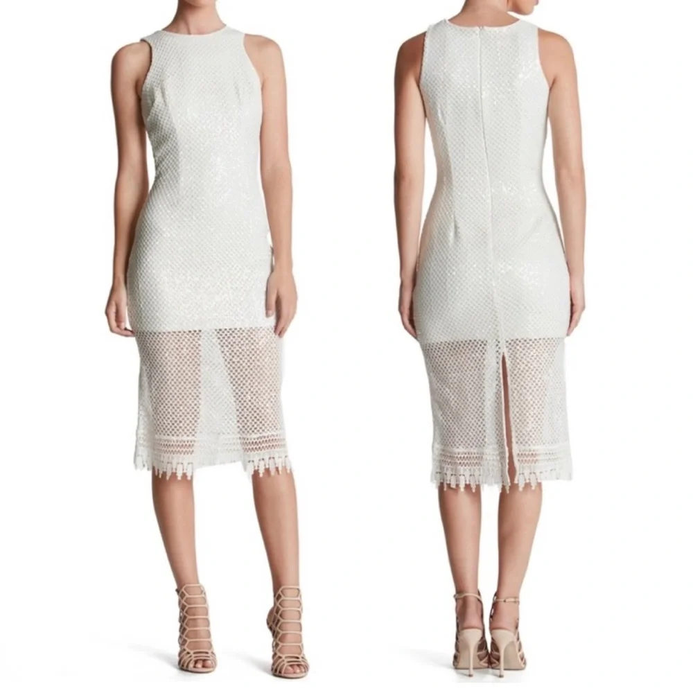 Dress The Population Alina Sequin Crochet Midi Dress - Picture 1 of 7